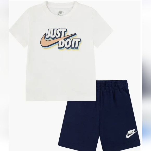 Nike Kids Matching Set in White and Midnight Navy - Picture 1 of 9